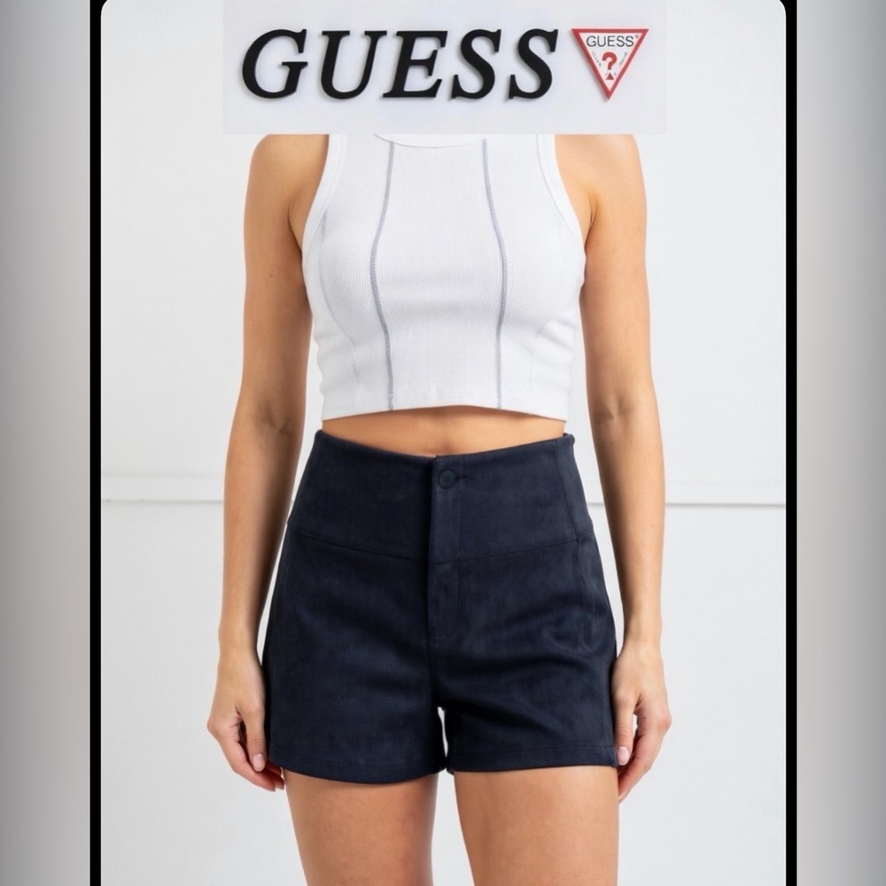 Vintage High Guess Oiled Denim Shorts